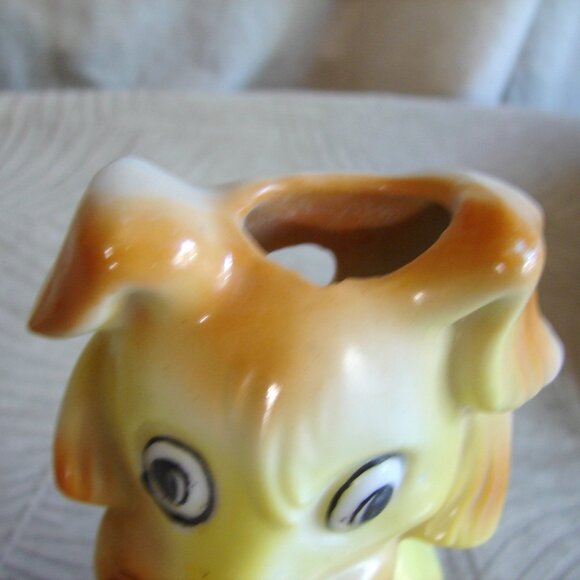 1920's Gold Castle Toothbrush Holder Yellow Lion/Dog, Chikusa Japan, Porcelain - Picture 8 of 12